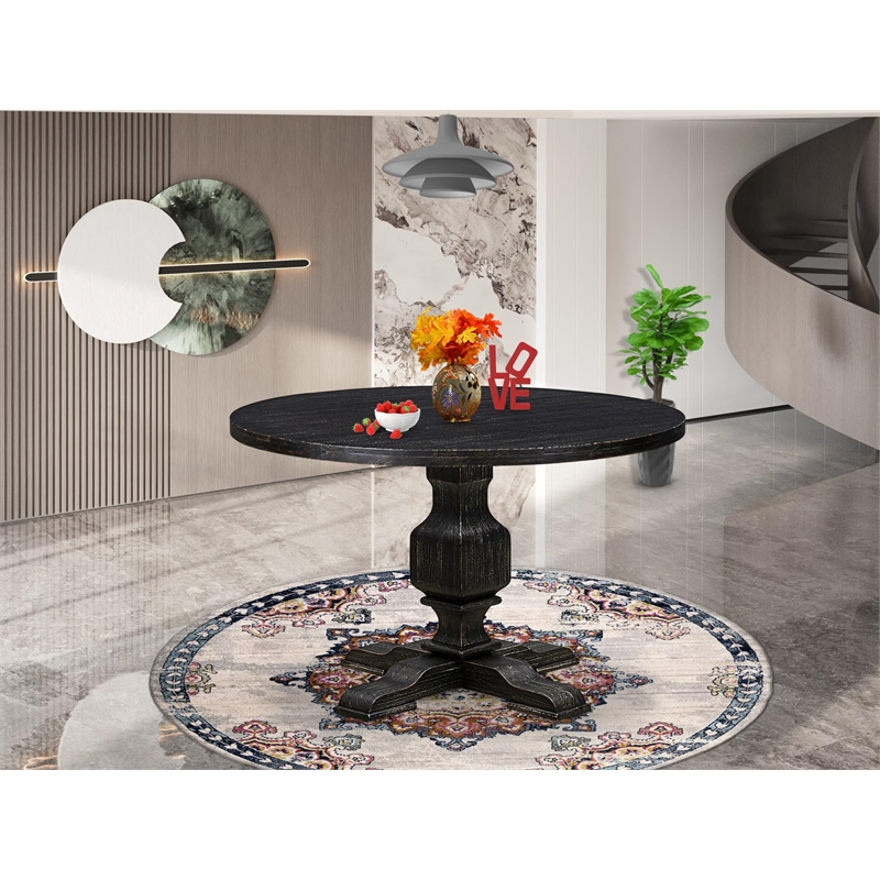 East West Furniture Irving Mid-Century Dining Table in Black Finish