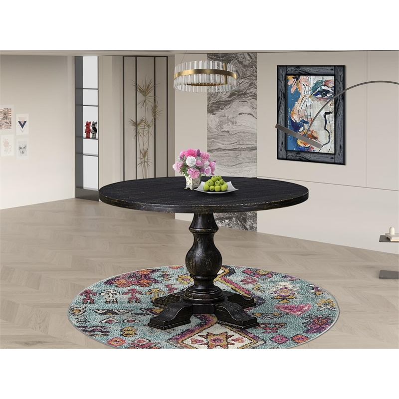 East West Furniture Irving Mid-Century Kitchen Table in Black Finish