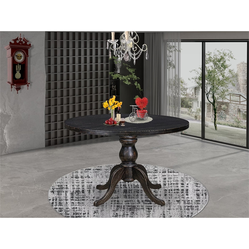 East West Furniture Irving Mid-Century Dining Table in Black Finish