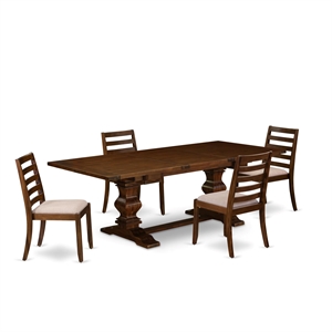 East West Furniture Lassale 5 Piece A Mid Century Dining Set in Walnut Finish