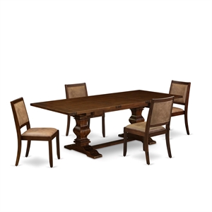 East West Furniture Lassale 5 Piece A Dining Room Table Set in Walnut Finish