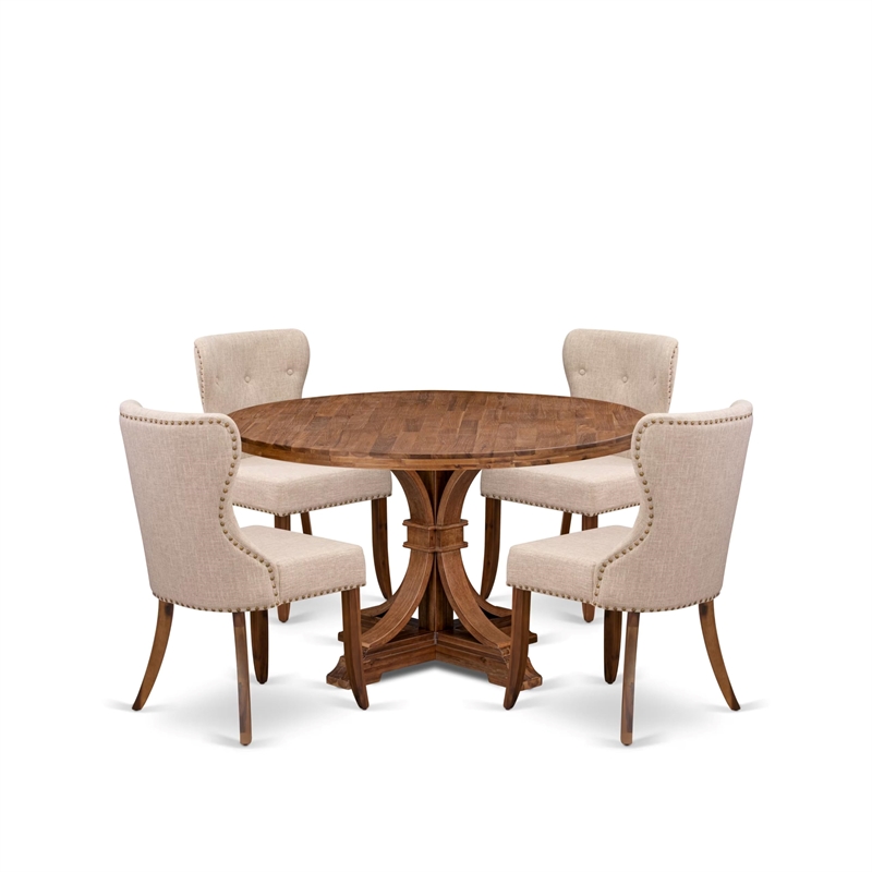 East West Furniture Irving 5-Piece Kitchen Dining Set in Walnut Finish