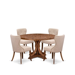 East West Furniture Irving 5-Piece Kitchen Dining Set in Walnut Finish