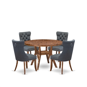 East West Furniture Irving 5-Piece Mid-Century Kitchen Table Set in Walnut