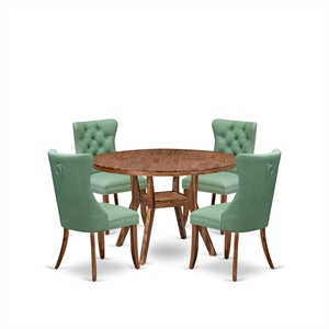 East West Furniture Irving 5-Piece Kitchen Dining Set in Walnut Finish