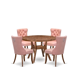 East West Furniture Irving 5-Piece Dining Table Set in Walnut Finish