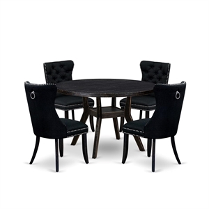 East West Furniture Irving 5-Piece Kitchen Dining Set in Black Finish