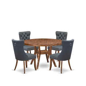 East West Furniture Irving 5-Piece Mid-Century Dining Table Set in Walnut Finish
