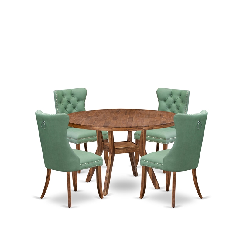 East West Furniture Irving 5-Piece Mid Century Modern Dining Table Set in Walnut