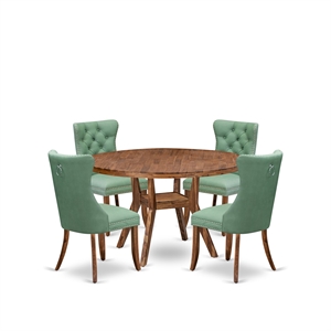 East West Furniture Irving 5-Piece Mid Century Modern Dining Table Set in Walnut