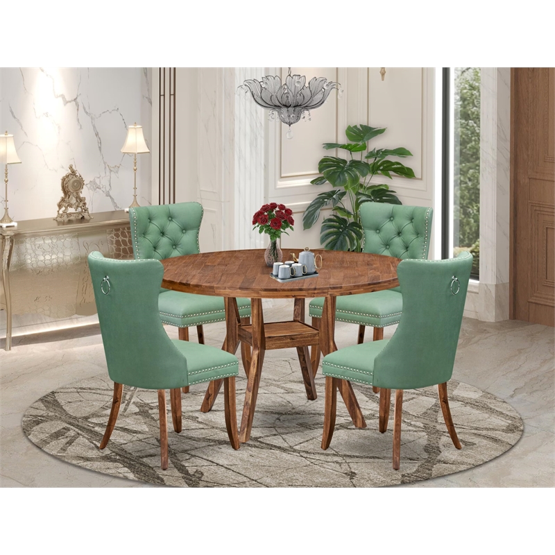 East West Furniture Irving 5-Piece Mid Century Modern Dining Table Set in Walnut