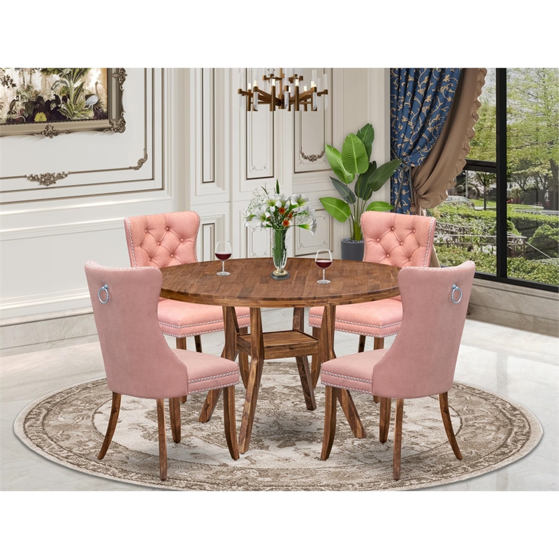 East West Furniture Irving 5-Piece Modern Dining Set in Walnut Finish