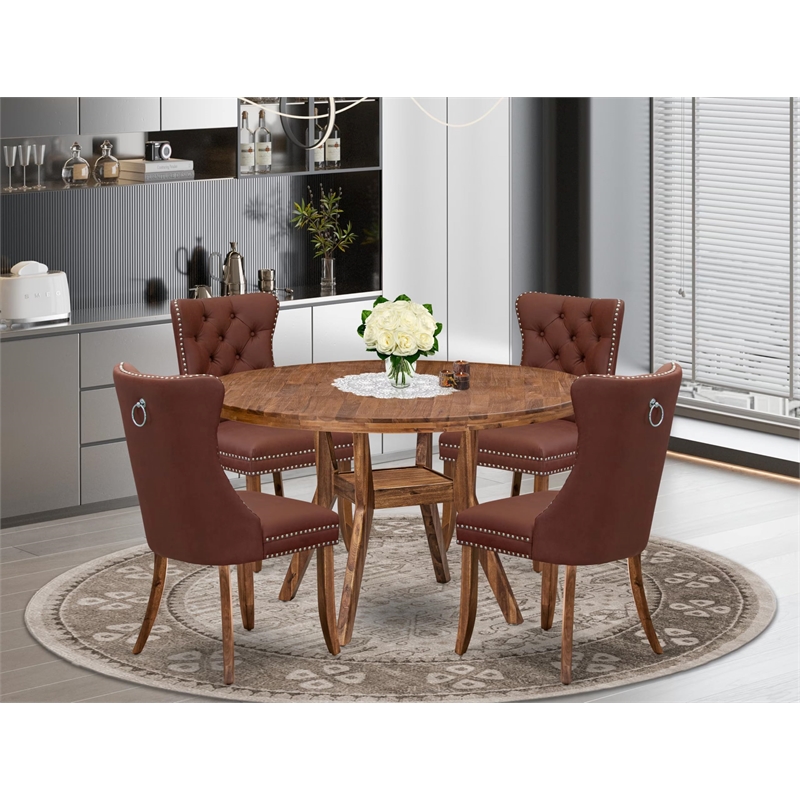 East West Furniture Irving 5-Piece Modern Dining Set in Walnut Finish