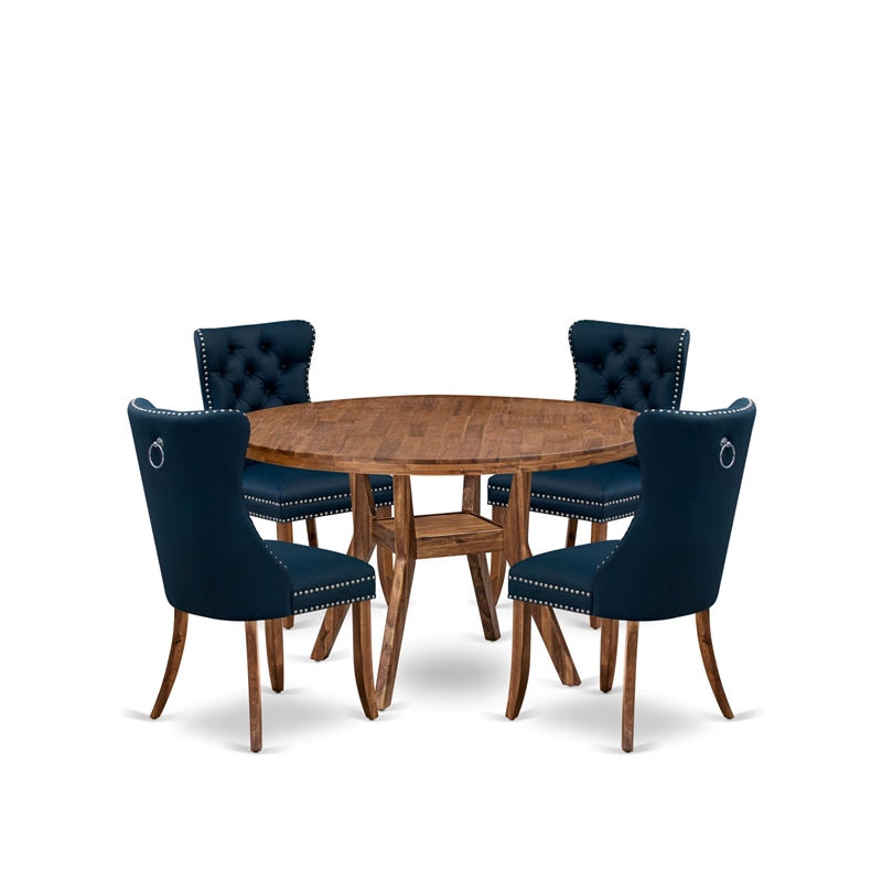 East West Furniture Irving 5-Piece Dining Table Set in Walnut Finish