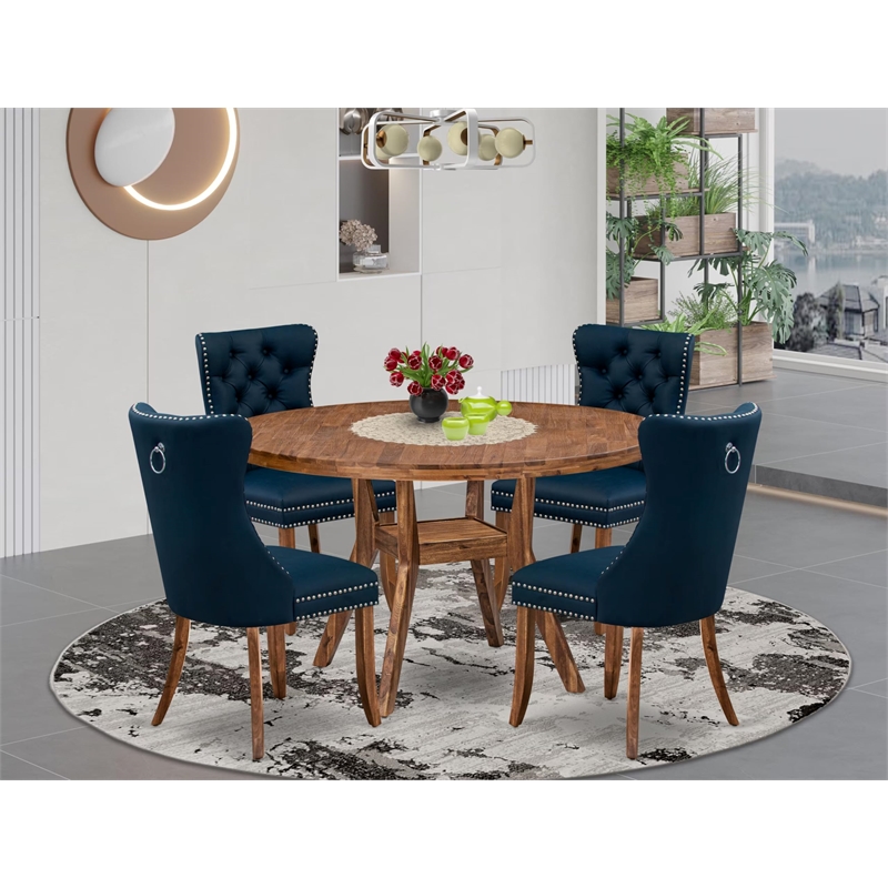 East West Furniture Irving 5-Piece Dining Table Set in Walnut Finish