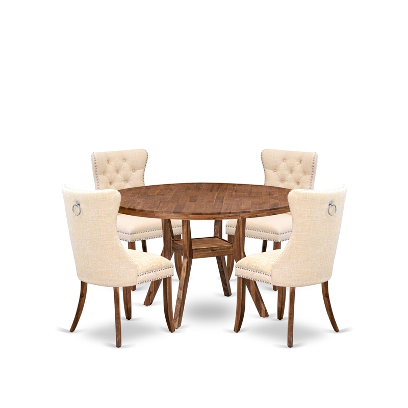 East West Furniture Irving 5-Piece Dining Room Set in Walnut Finish