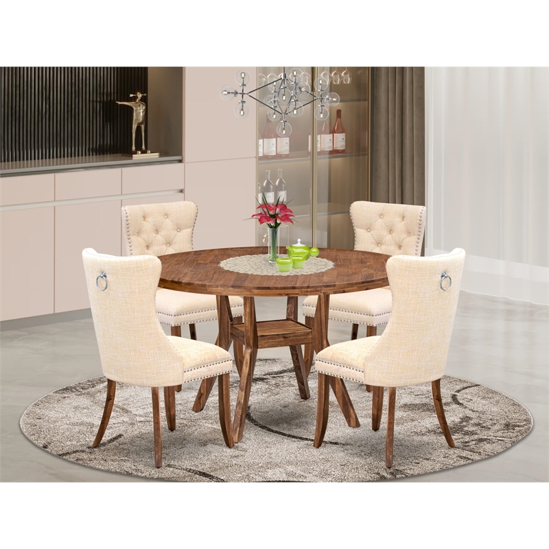 East West Furniture Irving 5-Piece Dining Room Set in Walnut Finish