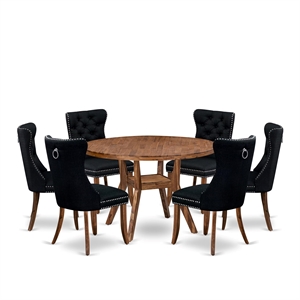 East West Furniture Irving 7-Piece Kitchen Table Set in Walnut Finish