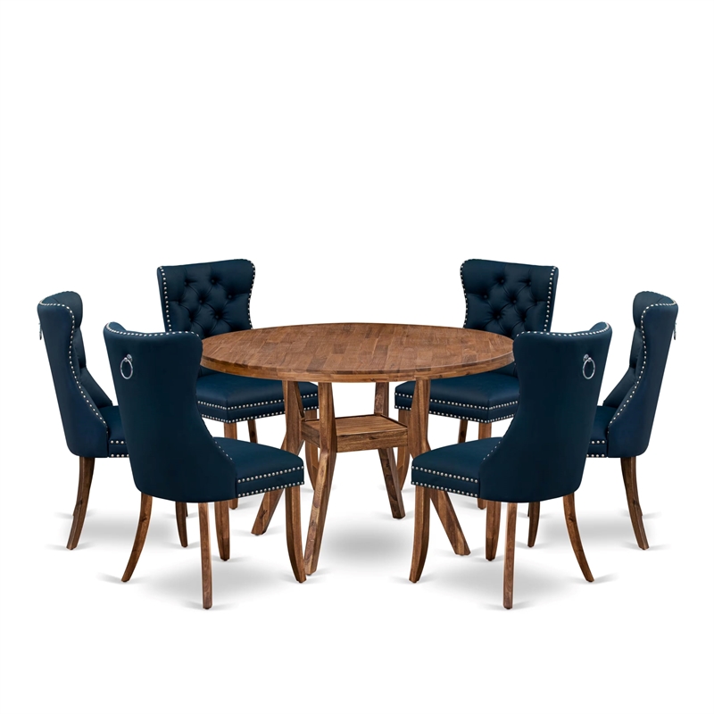 East West Furniture Irving 7-Piece Modern Dining Table Set in Walnut Finish