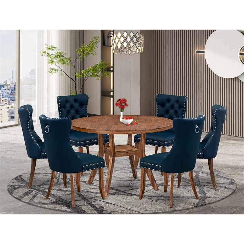 East West Furniture Irving 7-Piece Modern Dining Table Set in Walnut Finish
