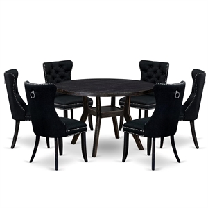 East West Furniture Irving 7-Piece Dining Table Set in Black Finish
