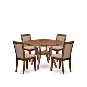 East West Furniture Irving 5-Piece Dining Table Set in Walnut Finish