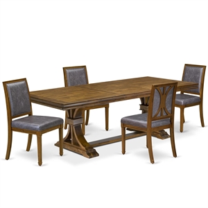 East West Furniture Laneville 5-Piece Dining Table Set in Walnut Finish