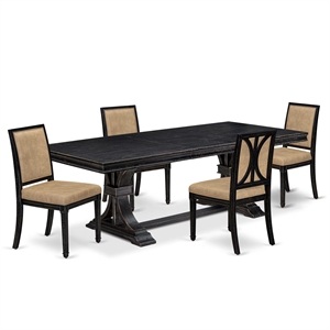 East West Furniture Laneville 5-Piece Dining Table Set in Black Finish