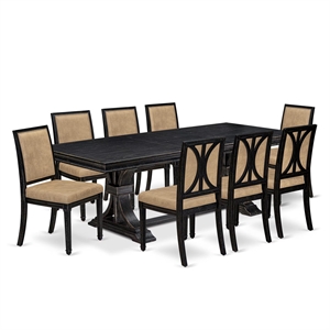 East West Furniture Laneville 9-Piece Kitchen Table Set in Black Finish