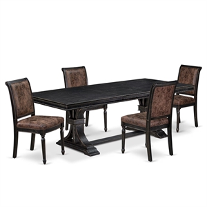 East West Furniture Laneville 5-Piece Kitchen Dining Set in Black Finish