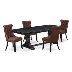East West Furniture Laneville 5-Piece Dining Table Set in Black Finish
