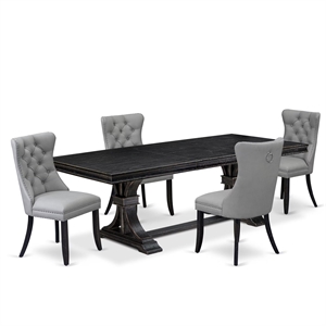 East West Furniture Laneville 5-Piece Kitchen Dining Set in Black Finish