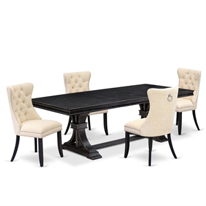 East West Furniture Laneville 5-Piece Kitchen Dining Set in Black Finish