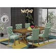 East West Furniture Laneville 7-Piece Dining Table Set in Walnut Finish