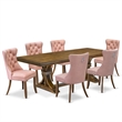 East West Furniture Laneville 7-Piece Kitchen Table Set in Walnut Finish