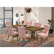 East West Furniture Laneville 7-Piece Kitchen Table Set in Walnut Finish