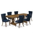East West Furniture Laneville 7-Piece Dining Table Set in Walnut Finish
