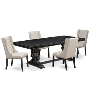 East West Furniture Laneville 5-Piece Kitchen Dining Set in Black Finish