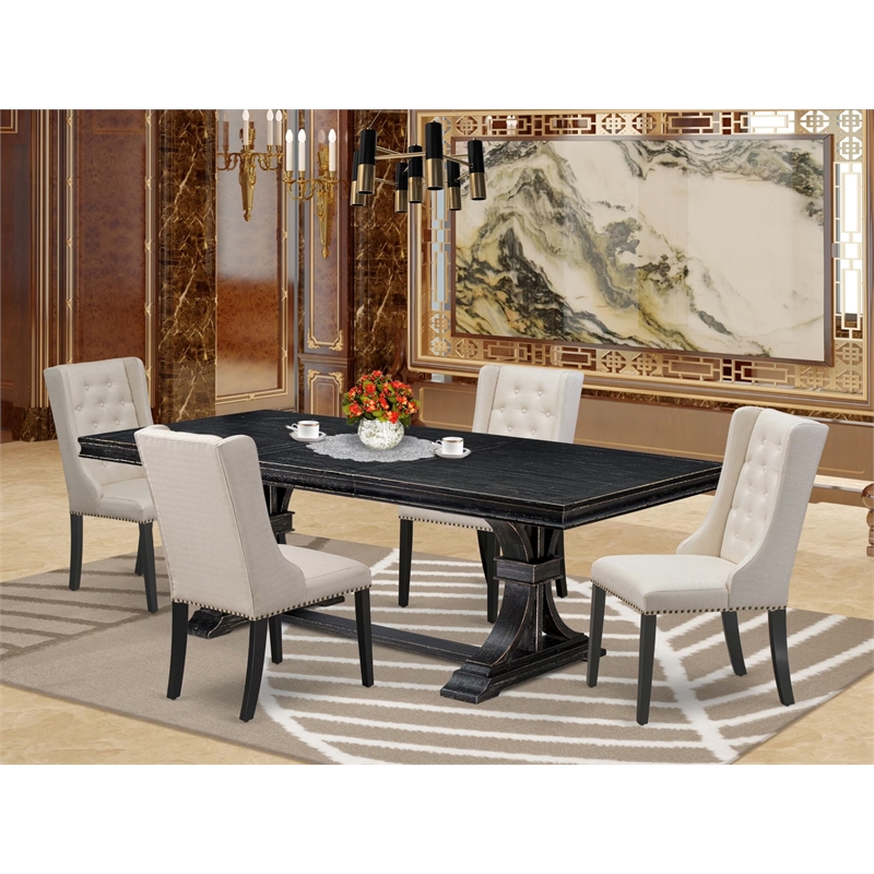 East West Furniture Laneville 5-Piece Kitchen Dining Set in Black Finish