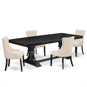 East West Furniture Laneville 5-Piece Mid Century Kitchen Set in Black Finish