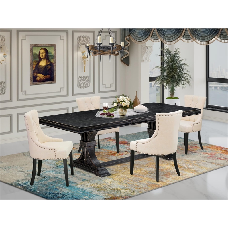East West Furniture Laneville 5-Piece Mid Century Kitchen Set in Black Finish