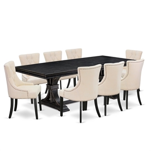 East West Furniture Laneville 9-Piece Kitchen Table Set in Black Finish