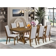 East West Furniture Laneville 9-Pc Extendable Modern Dining Table Set in Walnut