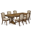 East West Furniture Laneville 7-Pc Extendable Modern Kitchen Table Set in Walnut
