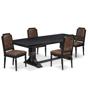 East West Furniture Laneville 5-Piece Dining Table Set in Black Finish