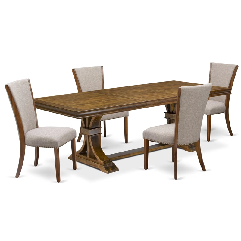 East West Furniture Laneville 5-Piece Kitchen Dining Set in Walnut Finish