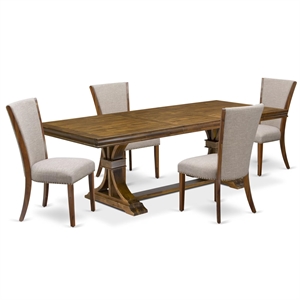 East West Furniture Laneville 5-Piece Kitchen Dining Set in Walnut Finish