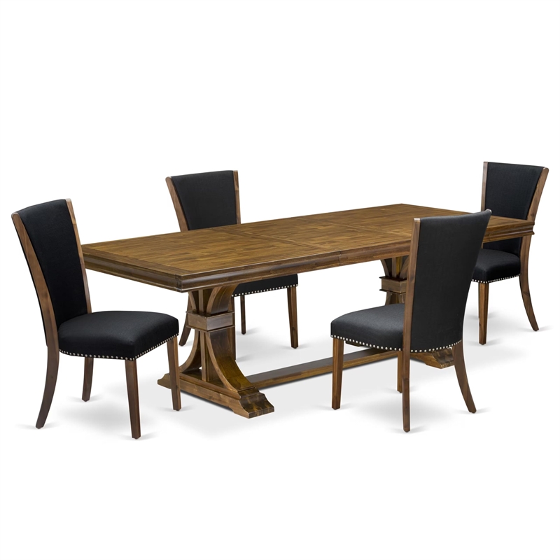 East West Furniture Laneville 5-Piece Modern Dining Set in Walnut Finish