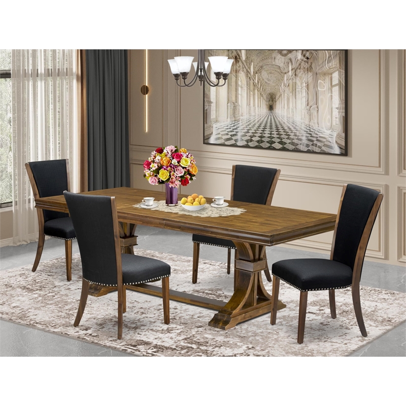 East West Furniture Laneville 5-Piece Modern Dining Set in Walnut Finish