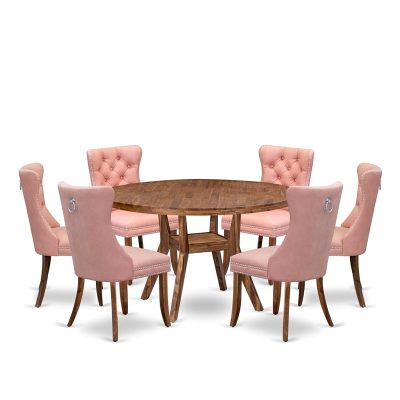 East West Furniture Irving 7-Piece Mid Century Modern Dining Set in Walnut